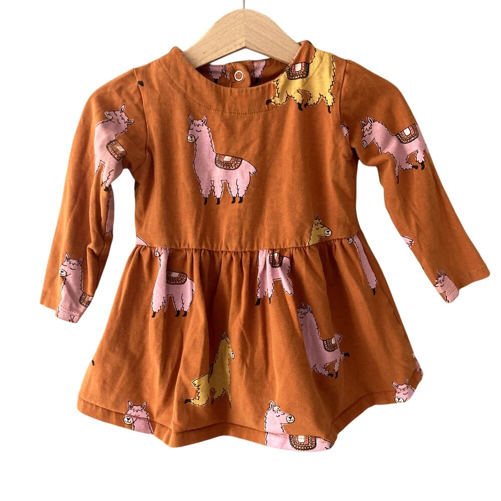 HEMA Alpaca Llama Long Sleeve Dress - 86cm or 12-18M